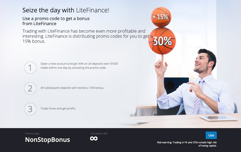 LiteFinance Continues Its NonStop Bonus Promotion with 30% + 15% Deposit Bonus for Traders Worldwide